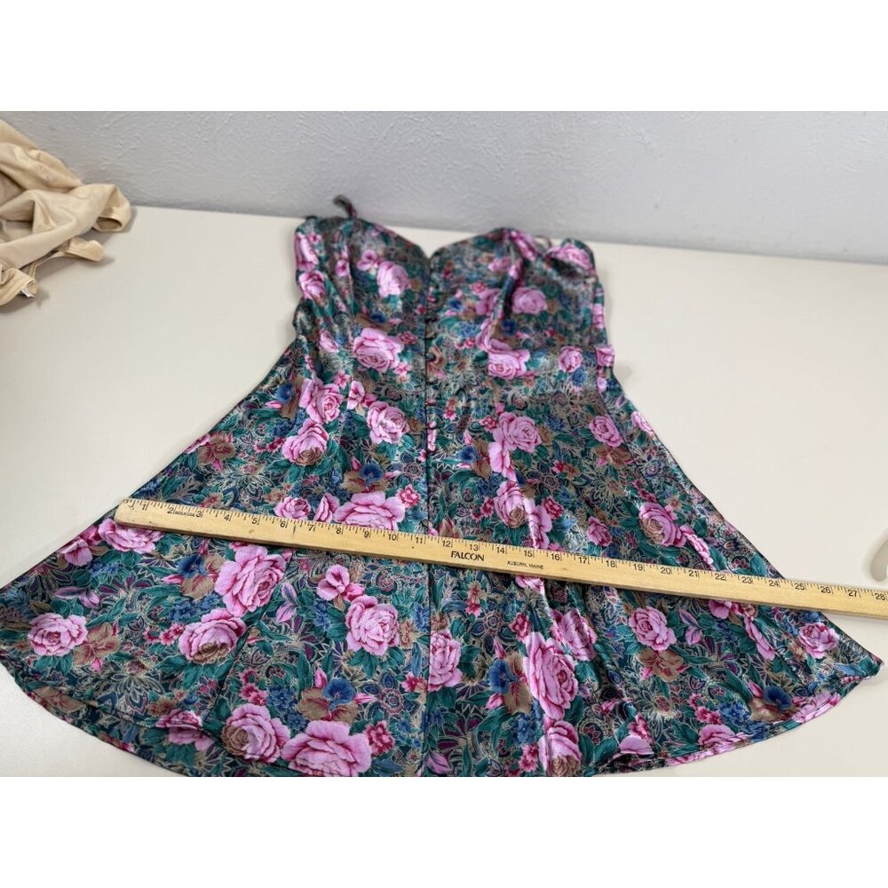 Victoria's Secret VTG Medium Gold Label Satin Floral Rose Nightie Slip Dress EUC - Picture 3 of 10